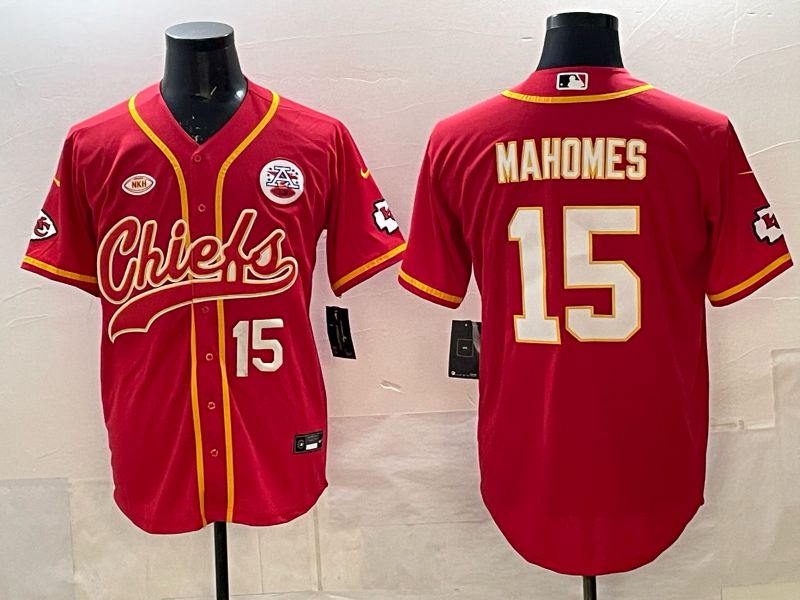 Men 2025 Nike Kansas City Chiefs #15 Mahomes Red 3th generation Joint Name Limited NFL Jersey 003